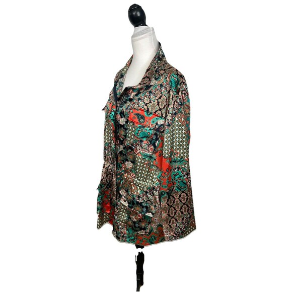 Ruby Rd Jacket Petite Plus Size 2X Artsy Zippered Snap Floral Multicolor Stretch - Picture 7 of 14
